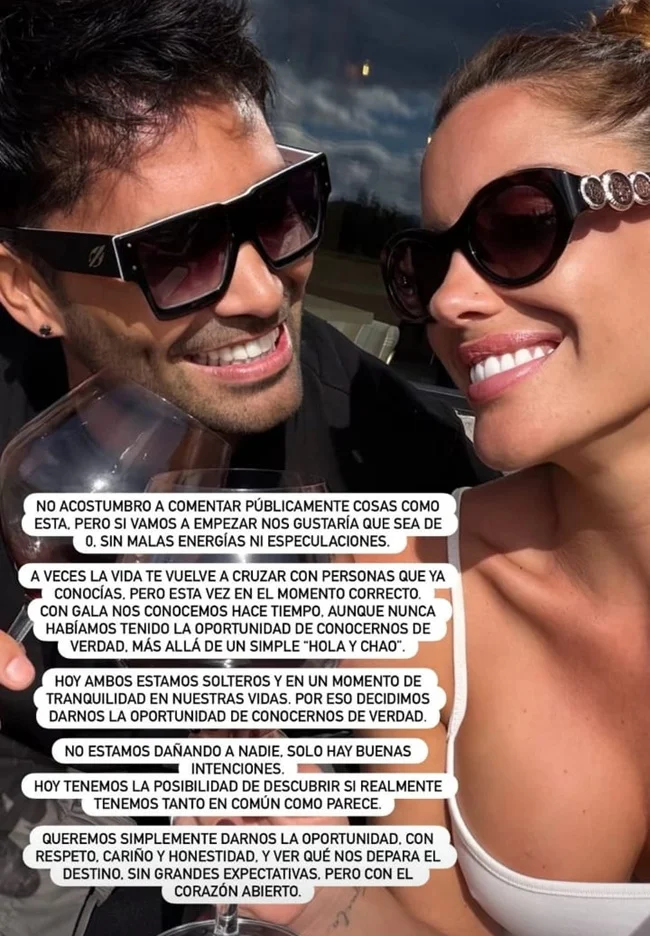 Luis Jiménez confirma en una historia de Instagram su romance con Gala Caldirola