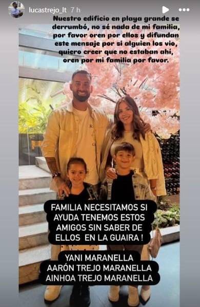 Historia de Instagram del futbolista Lucas Trejo